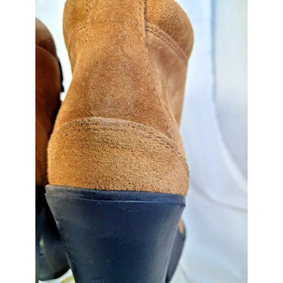 Polo Ralph Lauren Suede Helene Bootie Camel Sz 39 8.5  Platform Lug Chunky Heel - Picture 4 of 16